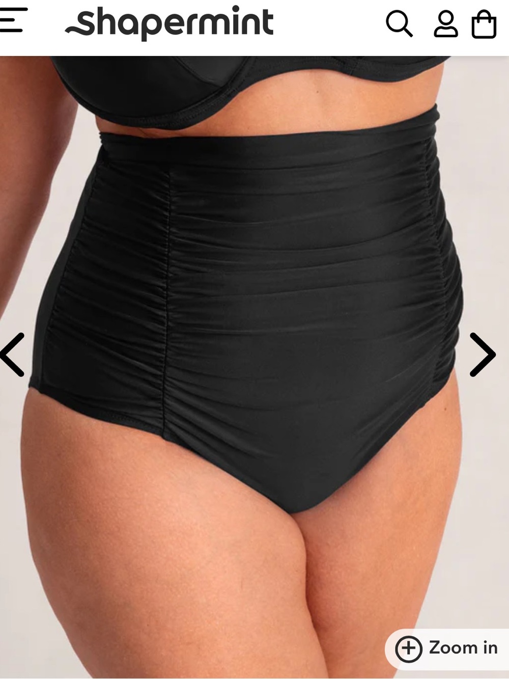 Shapermint Black High-Waist Control Ruched Swim Bottoms